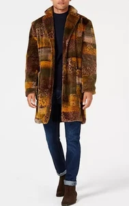 $475 Tallia slim fit leopard faux fur overcoat mens size XL - Picture 1 of 11