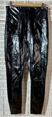 Spanx Faux Patent Leather Black Leggings (size unknown, see measurements) Large? - Image 1 of 4