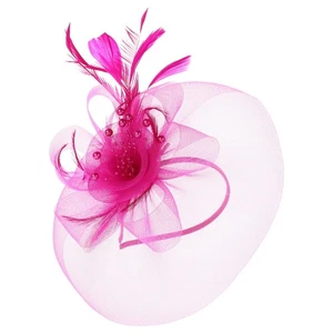Mesh Top Hat Headdress Fascinator Headpiece for Wedding Bride Hair Accessory - Picture 1 of 17