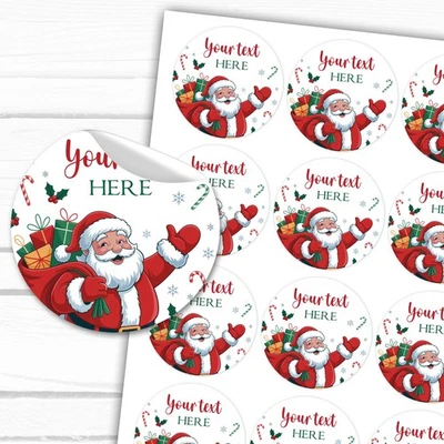 STICKER PRINT STUDIO Personalised Christmas Stickers Any Text Printed GLOSS Gift Labels Santa Sack