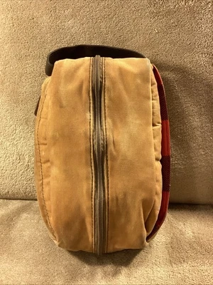 De Colección Y2K L.L.Bean Encerado Tostado Sarga Lona y Cuero Artículos de Aseo Estuche de Viaje Kit Bolso Foto 1 de 4