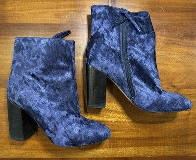 Botines Bojana Rebecca Minkoff para mujer violeta demasiado terciopelo tacón bloque talla 8M Foto 1 de 4