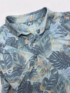 Tommy Bahama Island Zone UPF 30 Blue Floral Polo Shirt Size Large Short Sleeve - Picture 1 of 10