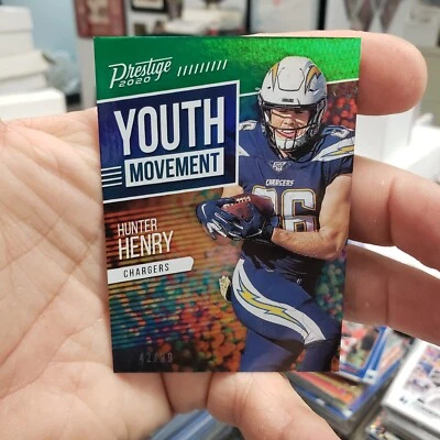 2020 Panini Prestige Youth Movement Green Foil Hunter Henry # HH #ed 42/99 - Image 1 of 3