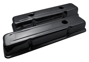 Black Valve Covers - SB Small Block Chevy 283-400 - 1978-86 - Short 2-5/8" - Picture 1 of 1