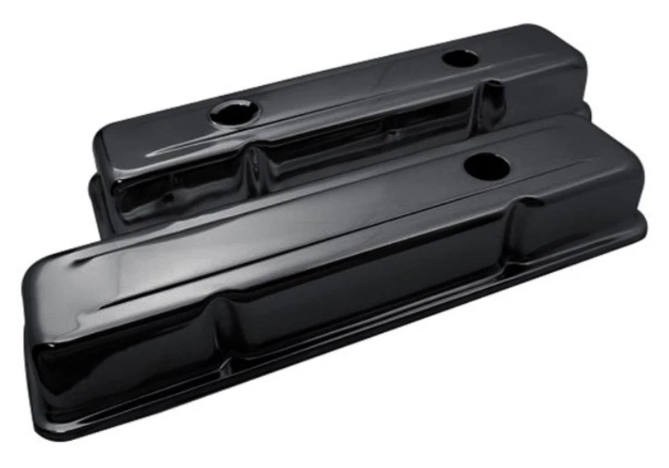 Black Valve Covers - SB Small Block Chevy 283-400 - 1978-86 - Short 2-5/8" - Image 1 of 1