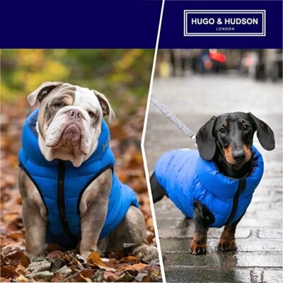 DOG COAT HUGO & HUDSON Blue & Navy DOG PUFFER VEST JACKET Small 30cm NEW WINTER - Image 1 of 4