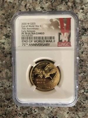 2020 W End of World War 2 75th - Half Ounce WW2 24 Karat Gold 20XG NGC PF70 WWII - Image 1 of 4