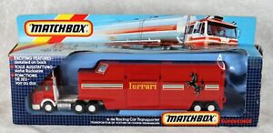 1985 MATCHBOX Superkings Ferrari K-116 Racing Car Transporter Truck in Orig Box