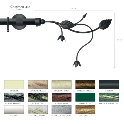 Scorritenda Corda Strappo Bastone Tenda Ferro Battuto Terminale CAMPANELLO  Vami - Immagine 1 di 2