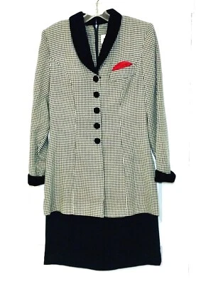 VESTIDO VINTAGE JEFFREY & DARA DE LINDA HUTLEY NEGRO Y MARFIL, TALLA 9-10 Foto 1 de 3