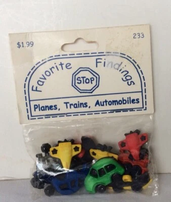 Favorite Findings Planes Trains Automobiles Decorative Buttons NIP - Image 1 of 2
