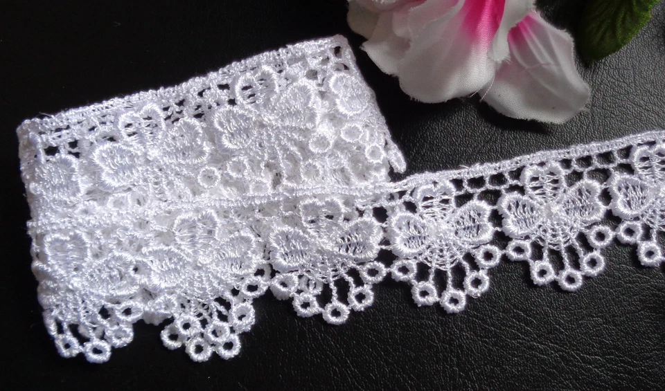 Venise Lace, 1+1/8 inch wide  white color  selling by the yard - Image 1 of 1