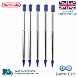 5x 3DS Bleu & Argent Stylet Métal Rétractable Tactile Stylo pour Nintendo - Photo 1/2