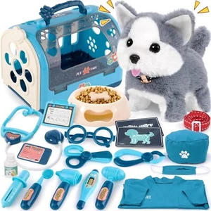 22Pcs Dog Toys for Kids Vet Doctor Kit,Walking Barking Electronic Interactive - Picture 1 of 8