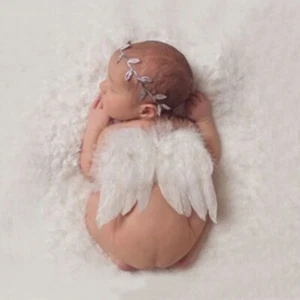 Newborn Baby White Angel Wings Headband Costume Photo Photography Props - Picture 1 of 6