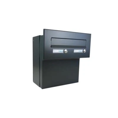 F-04 throw-through mailbox 2 bells ral7016 anthracite grey wall thickness 18-27 cm - Image 1 of 4