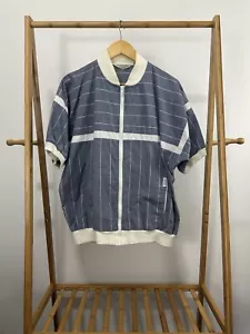 VTG Christian Dior Monsieur Pinstipe Stripe Short Sleeve Full Zip Jacket Shirt L - Picture 1 of 7