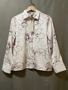 NWT Rachel Zoe Women Long Sleeve Satin Button-Up Shirt SZ XS White/Black Floral - Picture 1 of 14