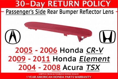 Lente reflectora parachoques trasero derecho genuino OEM Honda CR-V 05-06 CRV Foto 1 de 4