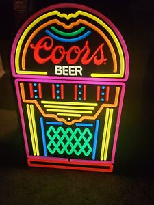 Vintage rare Coors Lighted Neon Jukebox Sign Beer Bar mancave original Display 