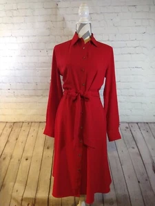 Women's LAUREN RALPH LAUREN red button front BELTED shirt dress - SZ 4 / worn 1X - Bild 1 von 16