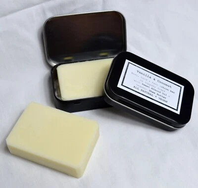 Natural Vanilla Coconut handmade solid lotion bar face hand body 80g VEGAN - Image 1 of 4
