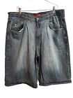 Mecca Jean Shorts Mens 42 Blue Baggy Embroidered Y2K Hip Hop Urban Street Wear