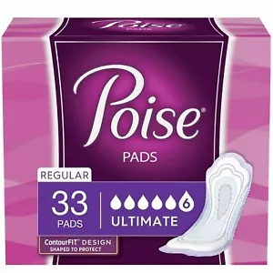Poise Incontinence Regular Length Pads Ultimate Absorbency 33 Count Pack of 3 - Picture 1 of 7