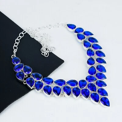 London Topazio Blu Gemma 925 Argento Sterling Gioielli Collana Regalo Per Donna - Immagine 1 di 4