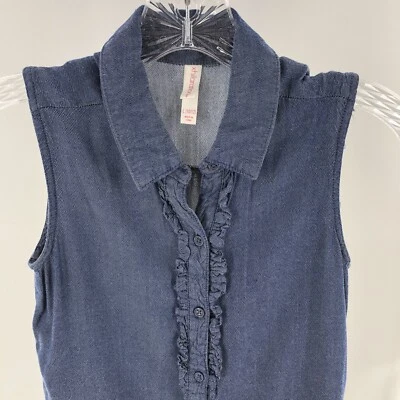 Blusa Xhilaration Niña Estilo Denim Sin Mangas Volantes Delanteros Grande 10/12 Foto 1 de 4