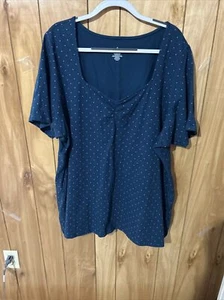 Torrid 6 Navy Pink Polka Dot Cotton Spandex Short Sleeve Tee Shirt  - Picture 1 of 7