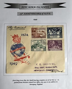 1949 Pitcairn Islands 75th Anniversary Of UPU Cover To Newquay England - Picture 1 of 1