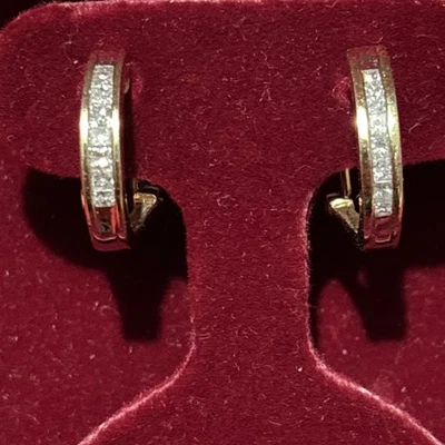  14k Yellow Gold Genuine Chanel Diamonds 1 Carat Omega Backs Earrings  - Image 1 of 4