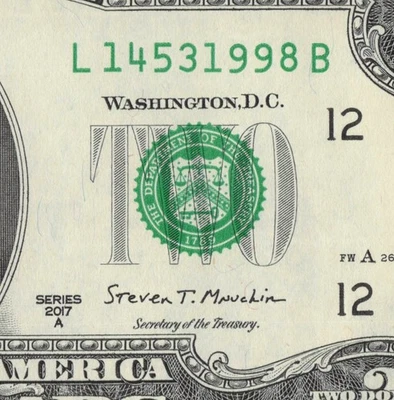 2017A San Francisco 1998 Year Note Two Dollar Bill 2017A L14531998B CU - Image 1 of 4