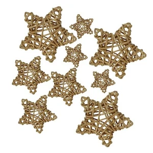 9Pcs Natural Rattan Wicker Star Ball Wedding Party Ornament 3 Assorted Sizes - Picture 1 of 1