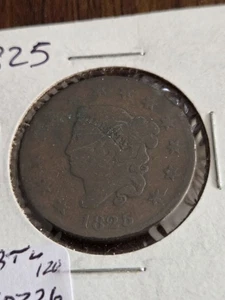 1825 CORONET HEAD LARGE CENT IN VERY GOOD CONDITION - Picture 1 of 8