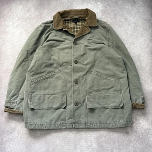 J Crew Jacket Mens XL Green Canvas Corduroy Collar Lined Coat Vintage Military - Picture 1 of 14