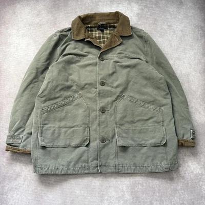 J Crew Jacket Mens XL Green Canvas Corduroy Collar Lined Coat Vintage Military - Image 1 of 4