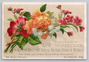 LJ Wheelden 70 Main St Bangor ME Klaviere Orgeln Nähmaschinen Blumenmotiv - Bild 1 von 2