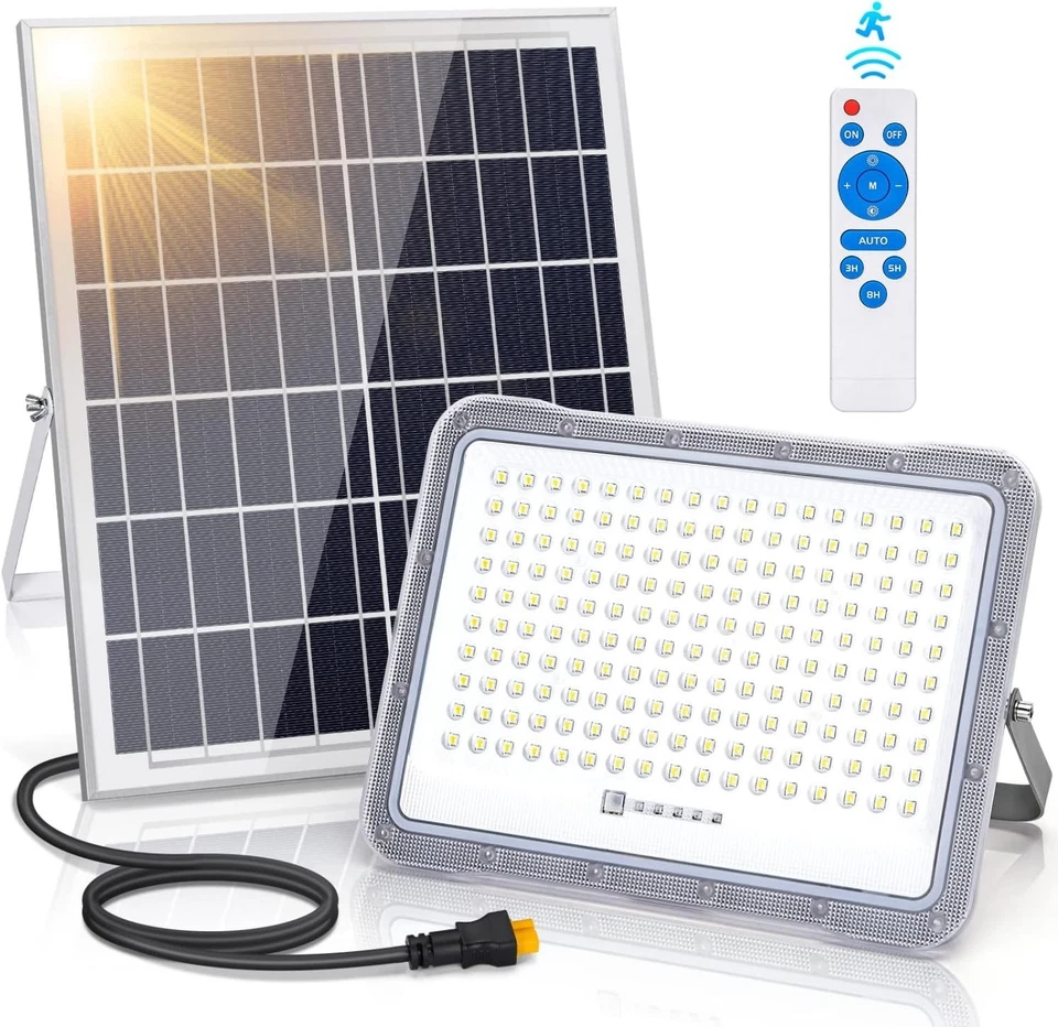 FARO FARETTO LED SOLARE POLICRISTALLINO 200W SENSORE TELECOMANDO IP65 AIGOSTAR  - Immagine 1 di 4