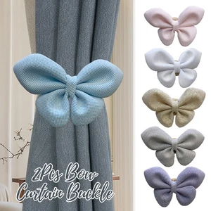 2Pcs Bow Curtain Buckle Rope Magnet Window Curtain Strap Tieback Home Decor - Picture 1 of 20
