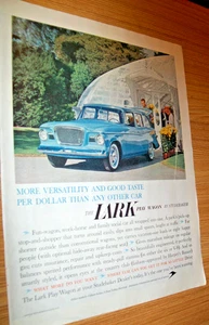 1960 Studebaker Lark blue station wagon large mag car ad- buying flowers - Picture 1 of 1