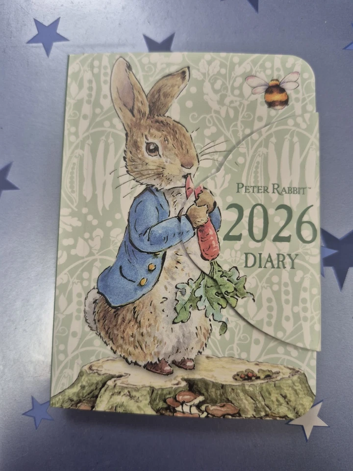 ROBERT FREDERICK Peter Rabbit 2026 Diary light green. Pocket Size 10.5cm. Magnetic Clip. New