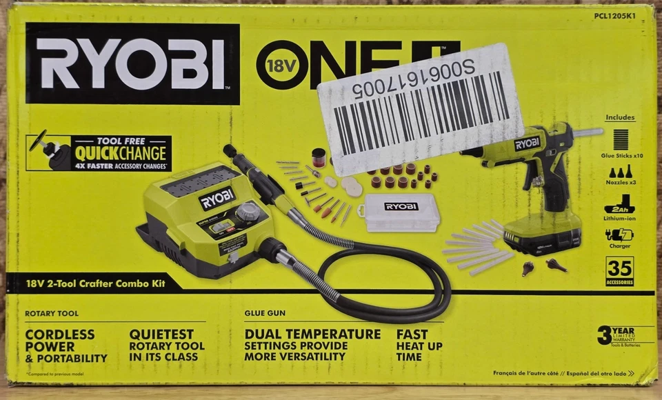 RYOBI 18V 2- Tool Combo Kit w/ Rotary Tool Station, Dual Temp Hot Glue Gun Set - Image 1 of 4