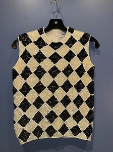 womens medium sleeveless top, Angora Lambswool Sequin Vintage Marie - Picture 1 of 7