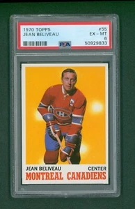 1970 Topps Hockey Card - #55 Jean Beliveau, PSA 6 EXMT - Picture 1 of 2