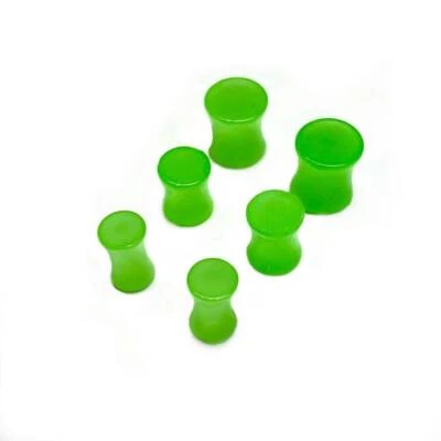 Size (2g, 0g, 00g) 6mm, 8mm, 10mm, Glow In The Dark Ear Gauges, Blacklight React - Image 1 of 3