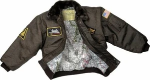 Kids Brown WWII Aviator Flight Bomber Fighter Pilot Jacket with Patches - Picture 1 of 2