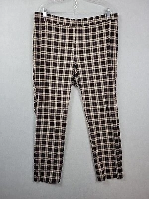 Nordstrom Rack Brown Whisper Plaid Mid Rise Ponte Pants Women's Plus 1X - Image 1 of 4